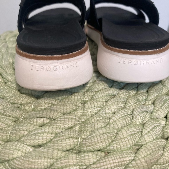 Cole Haan Zerogrand Global Stitchlite Slip On Sandal BLACK Knit/Pecan Leather - Picture 8 of 9